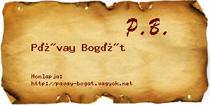 Pávay Bogát névjegykártya